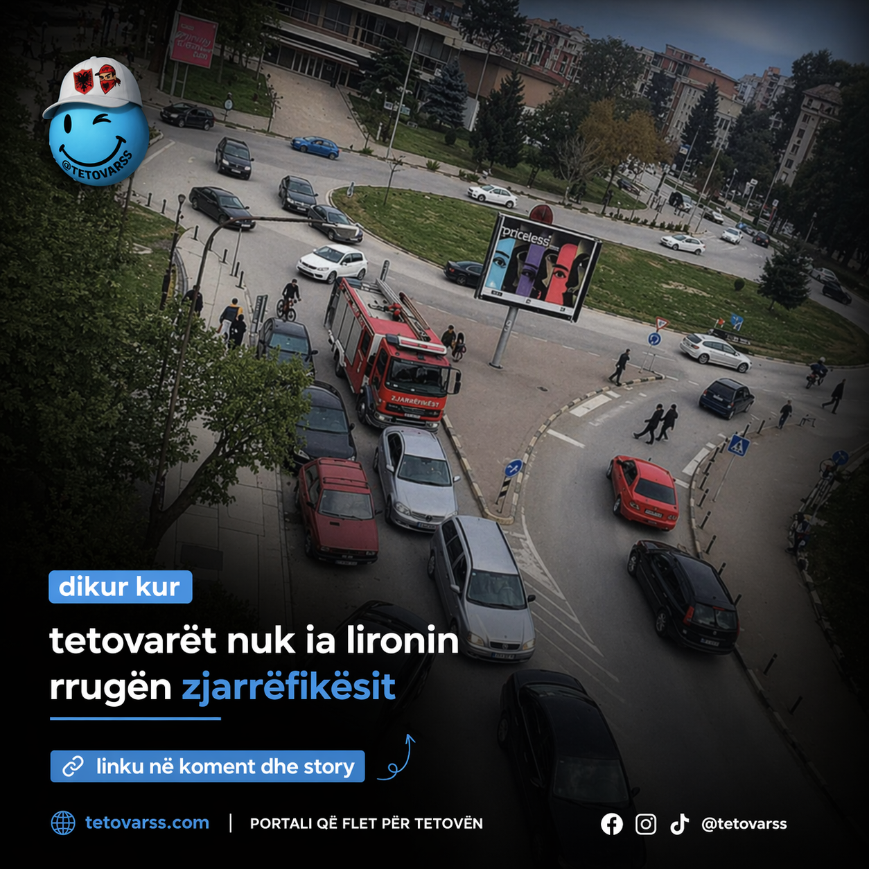 Zjarrëfikësit në Tetovë të bllokuar në trafik gjatë intervenimit